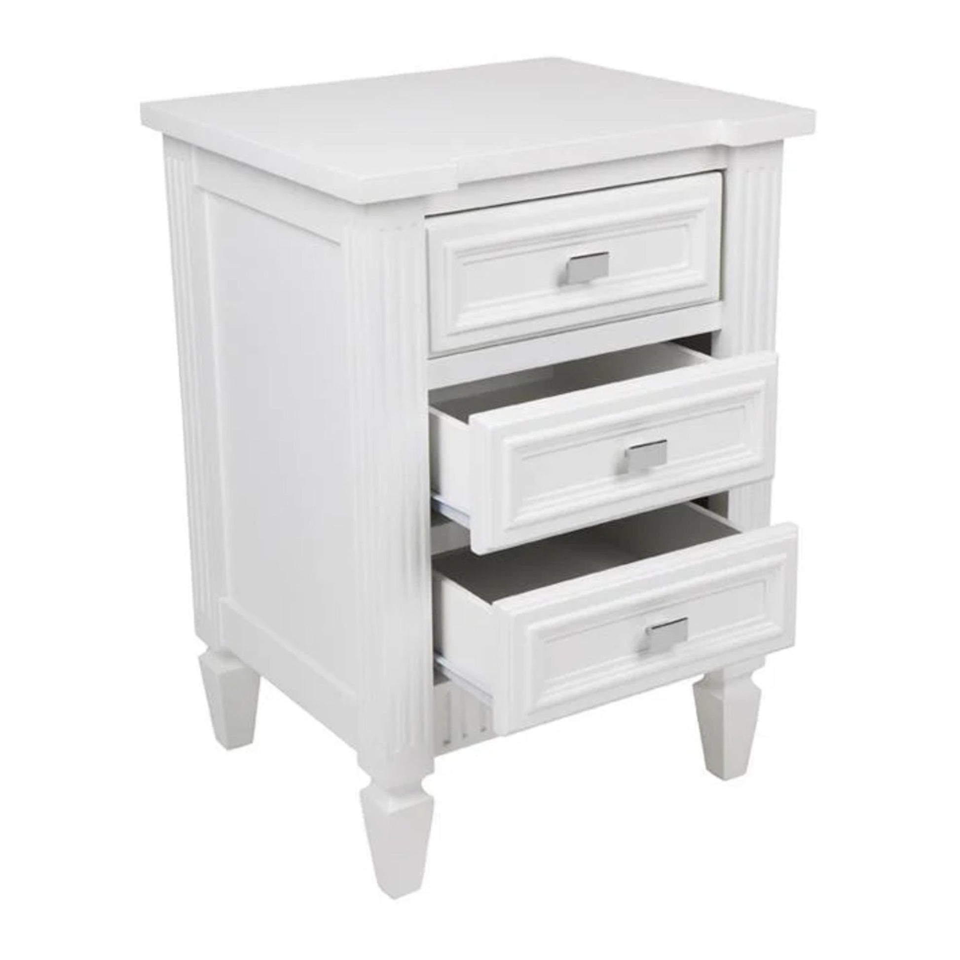 Merci Small Three Drawer Bedside Table - White Bedside Table Cafe Lighting & Living   