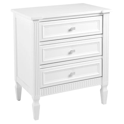 Merci Small Three Drawer Bedside Table - White Bedside Table Cafe Lighting & Living Large  