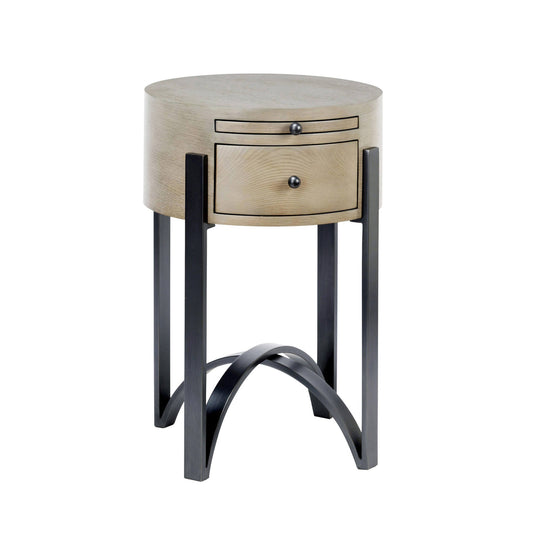 Midge Circular Bedside Table - Ash and Bronze Bedside Table Bloomingdales Ash  