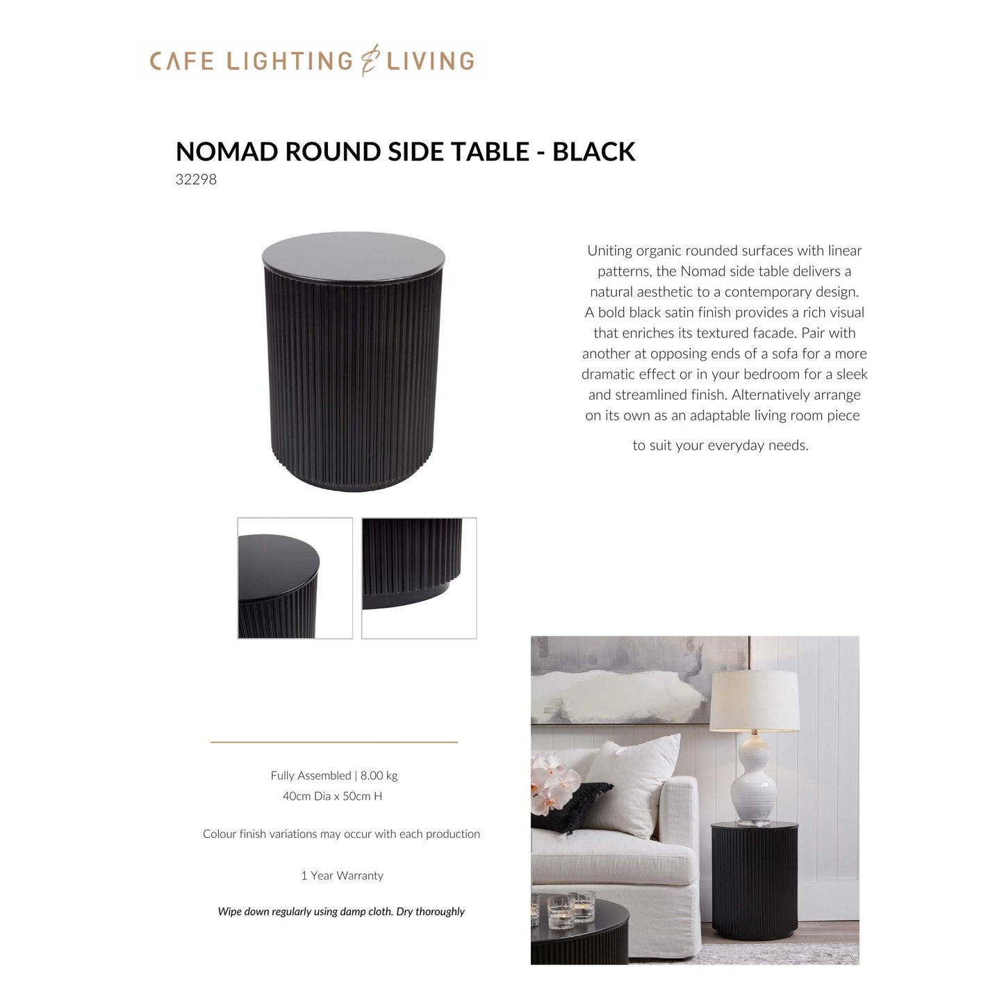 Nomad Round Side Table - Black Side Table Cafe Lighting & Living   