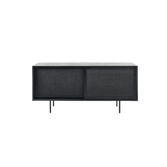 Oren 2 Door Oak Rattan Buffet Table - Black Buffet Table M+Co Living 2 Door