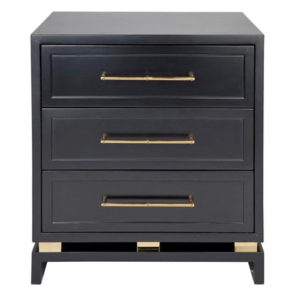 Pearl Large Three Drawer Bedside Table - Grey Bedside Table Cafe Lighting & Living Black  