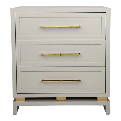 Pearl Large Three Drawer Bedside Table - Grey Bedside Table Cafe Lighting & Living Pearl Grey  