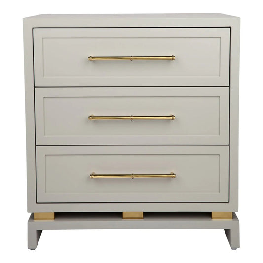 Pearl Large Three Drawer Bedside Table - Grey Bedside Table Cafe Lighting & Living Pearl Grey  