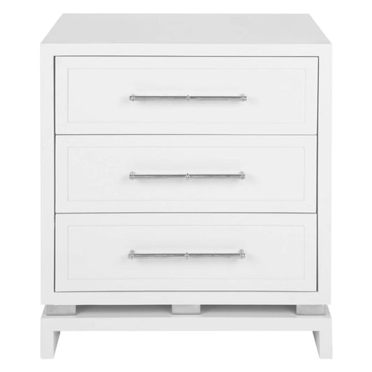 Pearl Large Three Drawer Bedside Table - White Bedside Table Cafe Lighting & Living White  