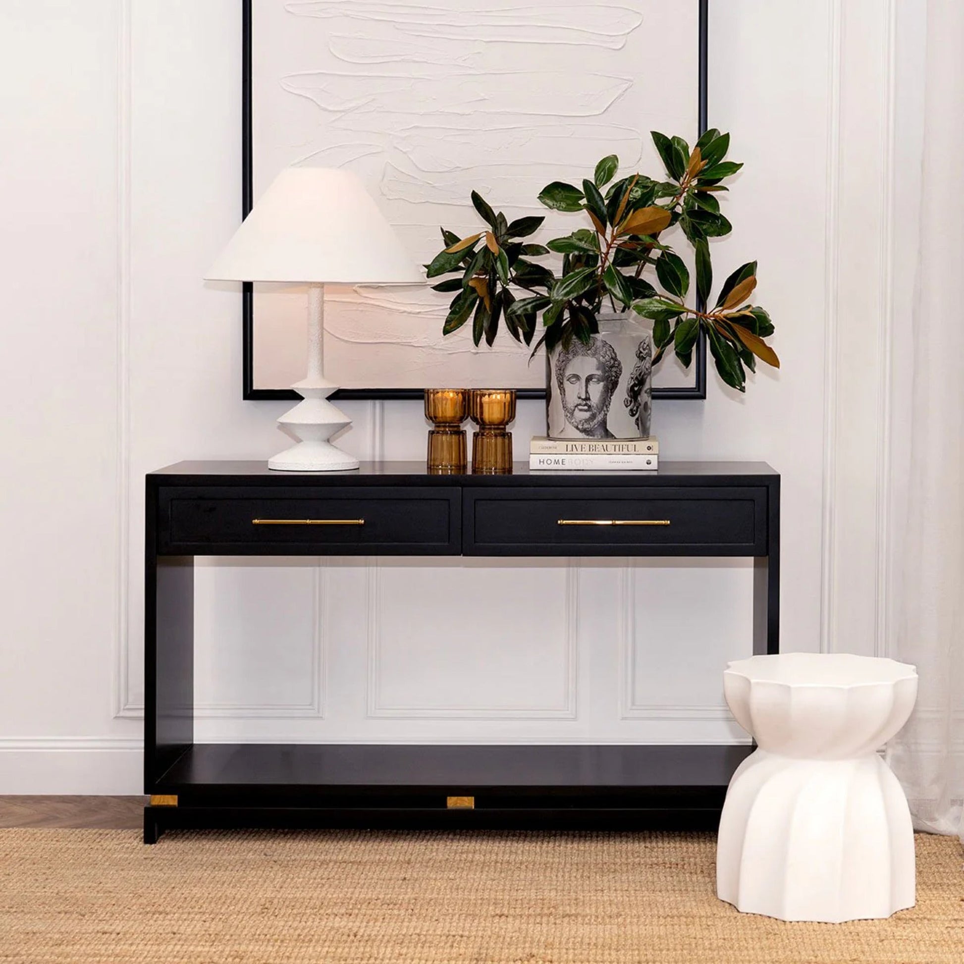 Pearl Two Drawer Open Console Table - Black Console Table Cafe Lighting & Living   