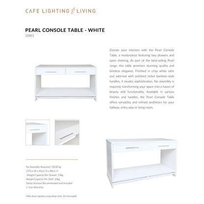 Pearl Two Drawer Open Console Table - White Console Table Cafe Lighting & Living   