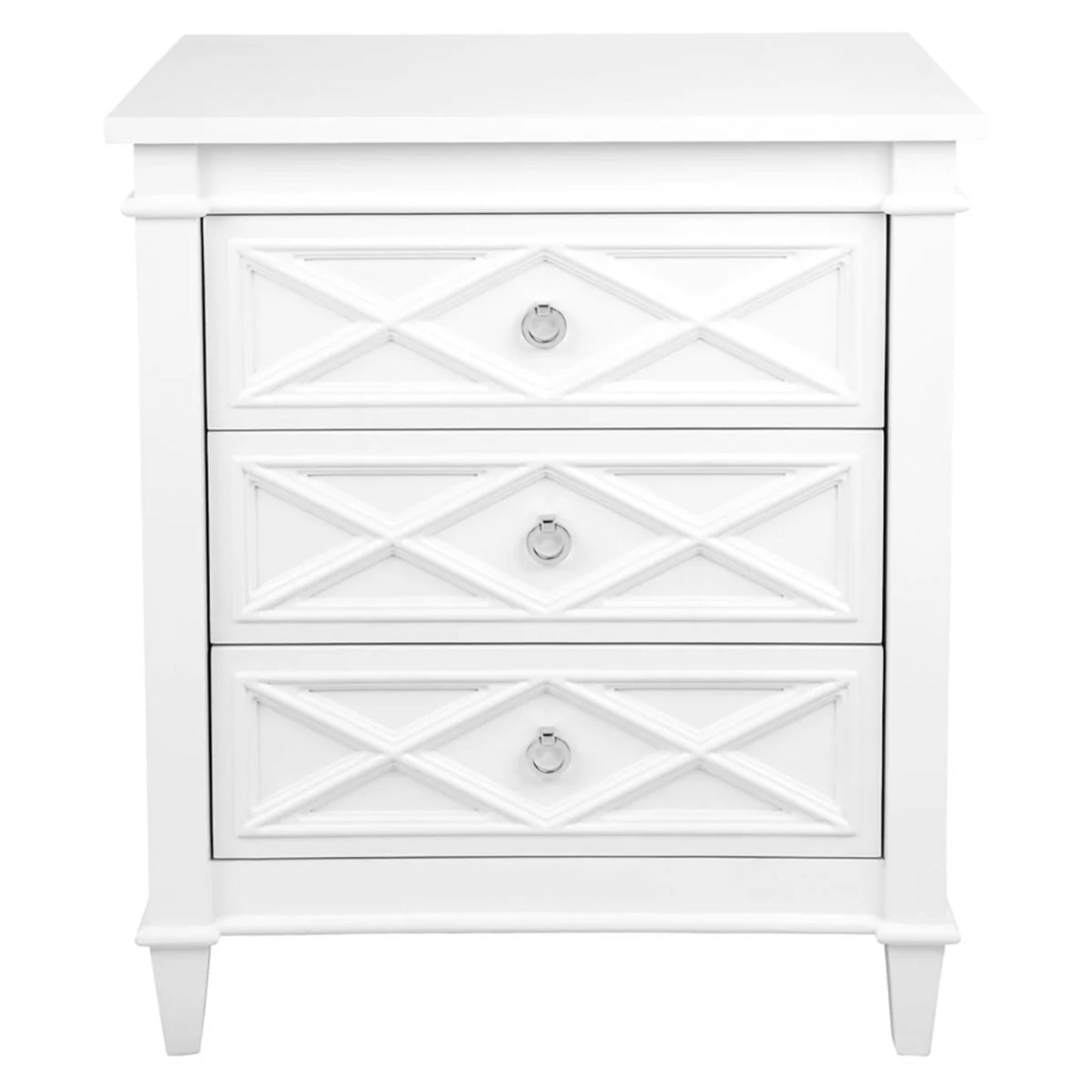 Plantation Small Three Drawer Bedside Table - White Bedside Table Cafe Lighting & Living Large  