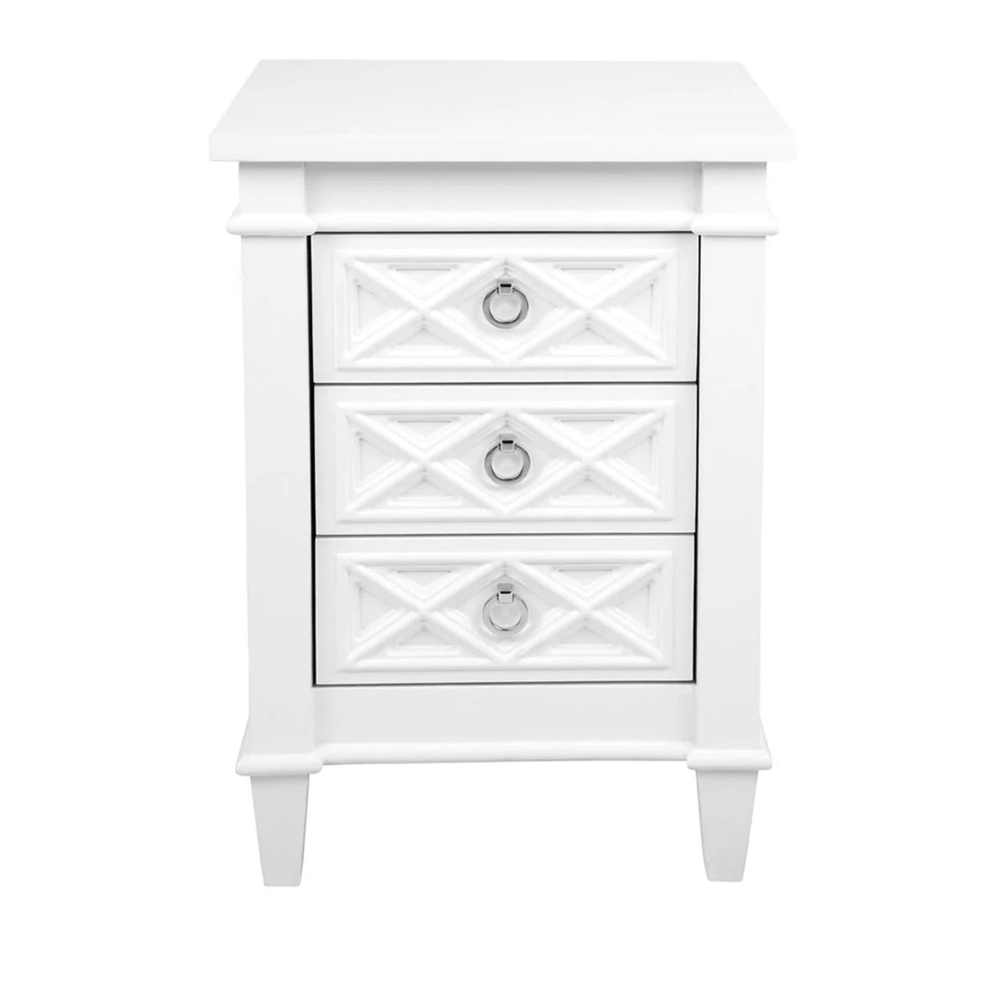 Plantation Small Three Drawer Bedside Table - White Bedside Table Cafe Lighting & Living Small  