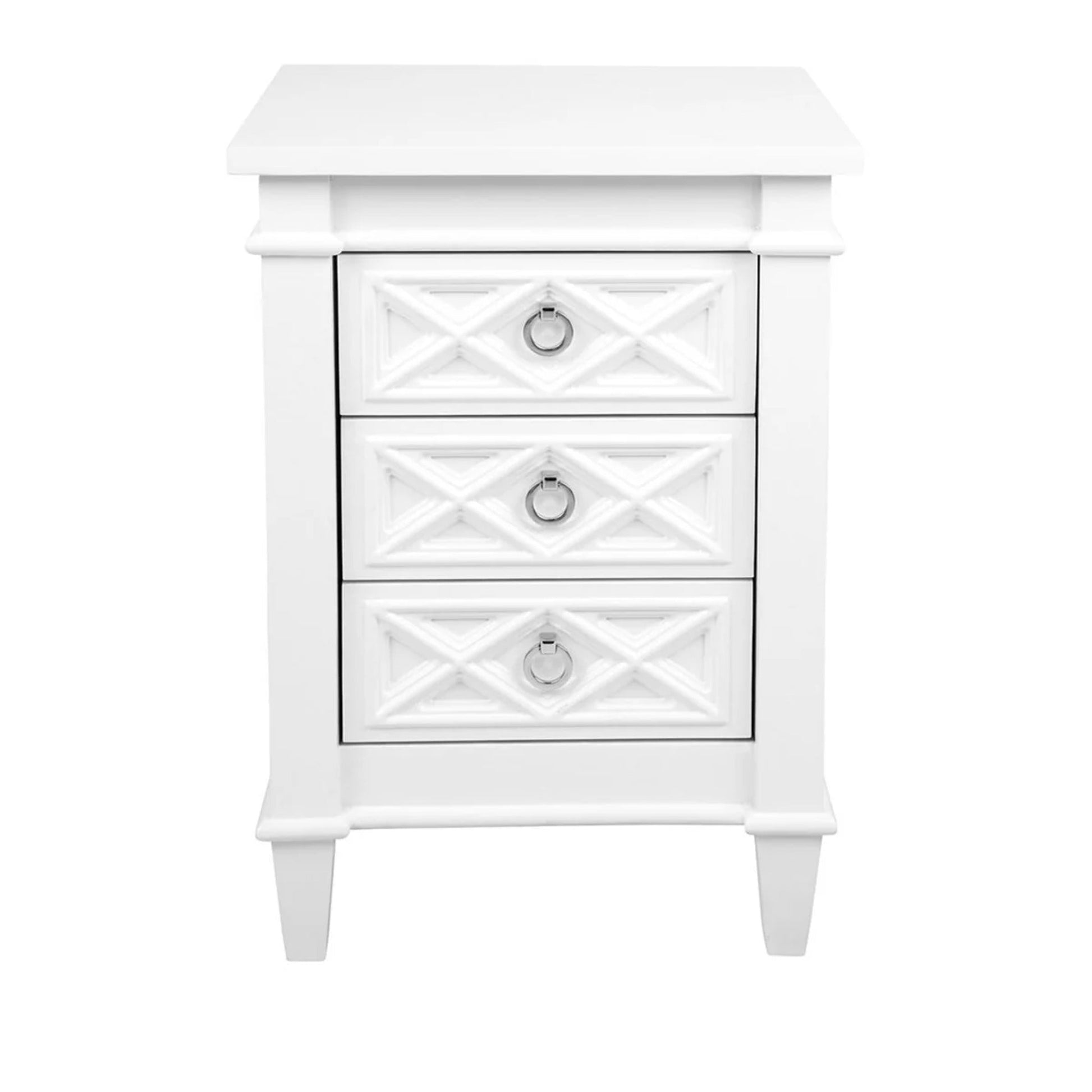 Plantation Small Three Drawer Bedside Table - White Bedside Table Cafe Lighting & Living Small  