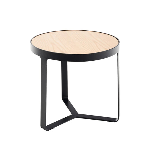 Princeton Oak Round Side Table - Oak & Black Side Table M+Co Living Natural Oak