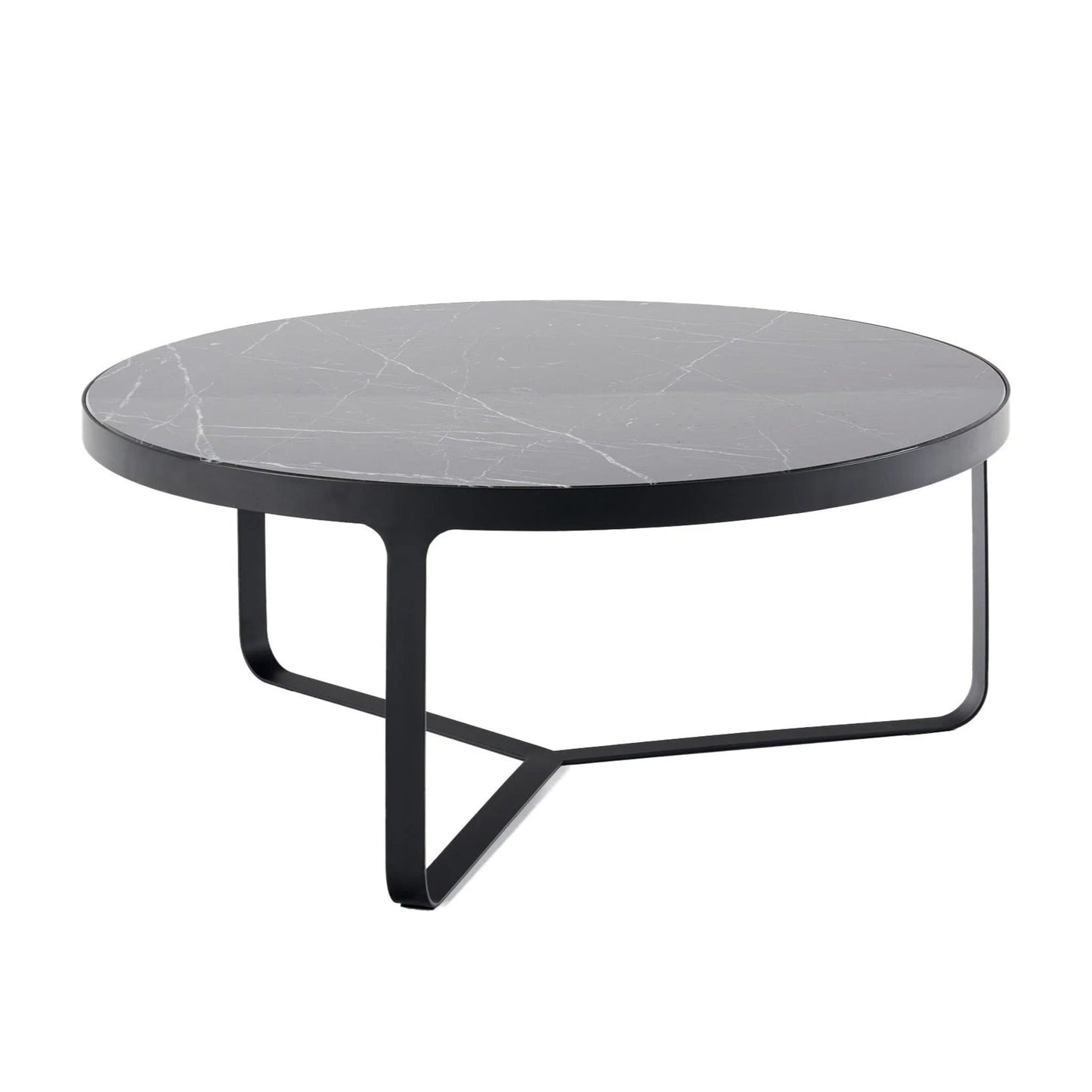 Princeton Round Marble Coffee Table - Black Coffee Table M+Co Living Black Marble