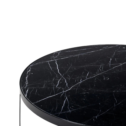 Princeton Round Marble Coffee Table - Black Coffee Table M+Co Living