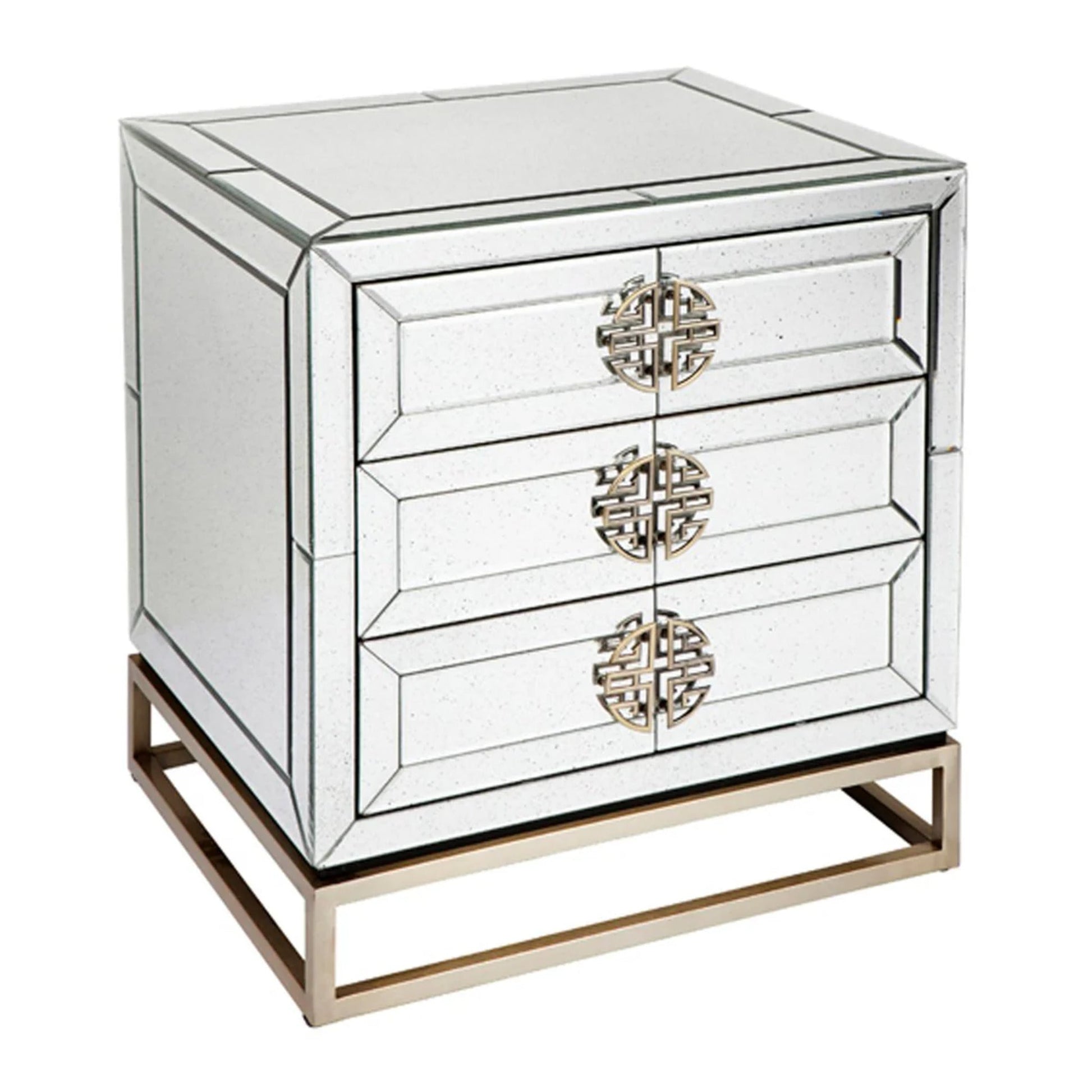 Rochester Mirrored Bedside Table - White Bedside Table Cafe Lighting & Living   