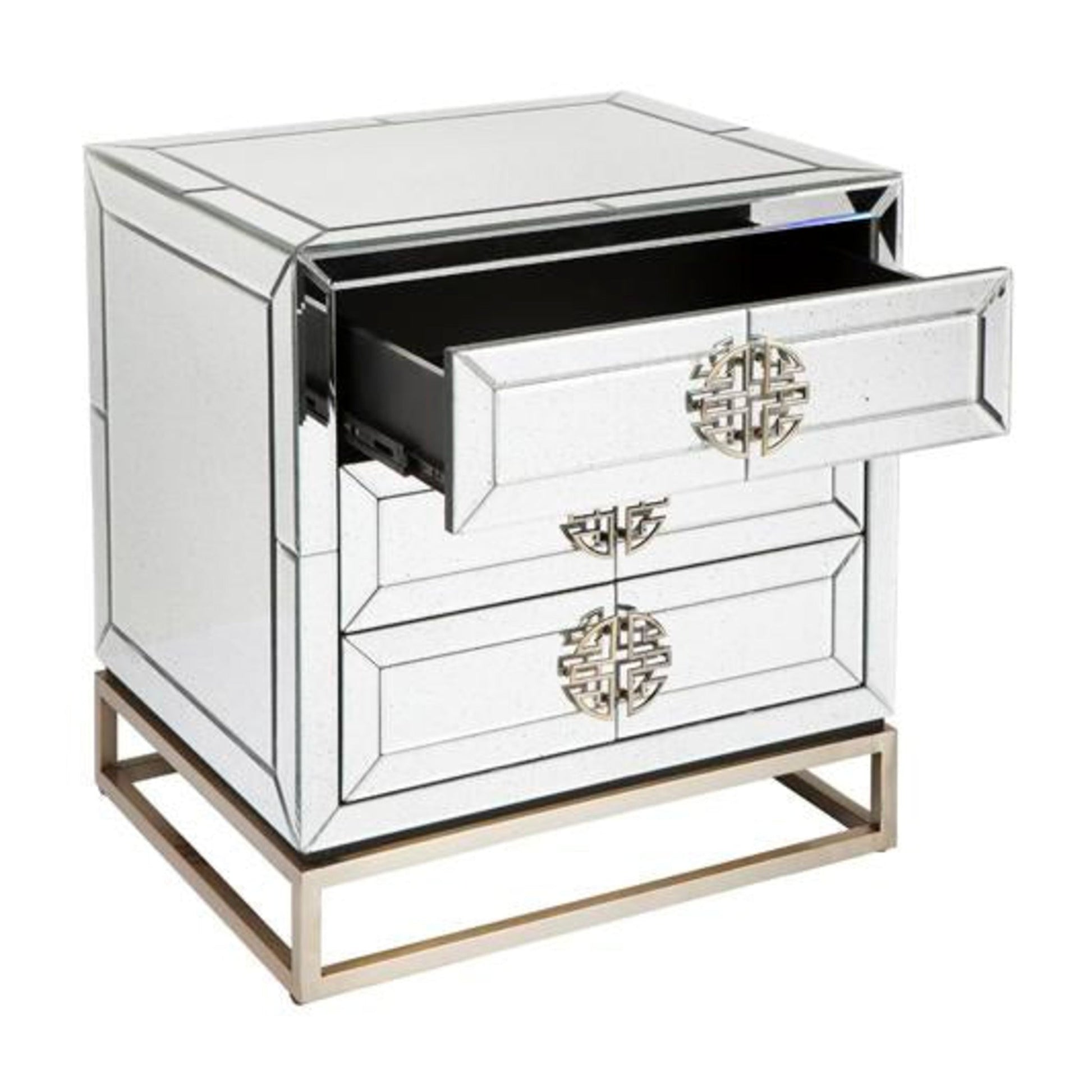 Rochester Mirrored Bedside Table - White Bedside Table Cafe Lighting & Living   