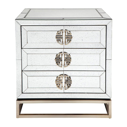 Rochester Mirrored Bedside Table - White Bedside Table Cafe Lighting & Living   