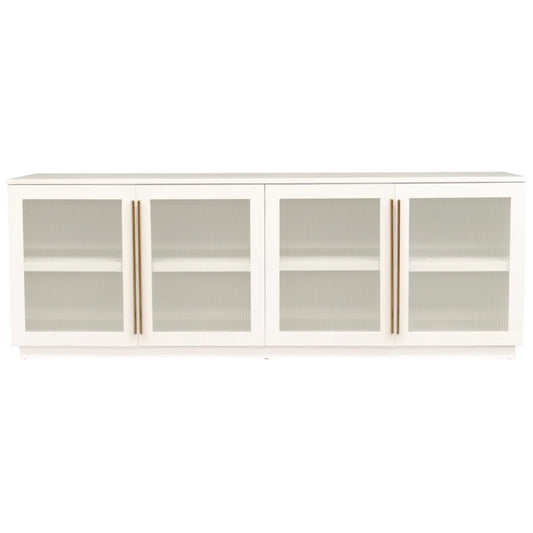 Santiago Ribbed Glass Buffet Table - White Buffet Table Cafe Lighting & Living   