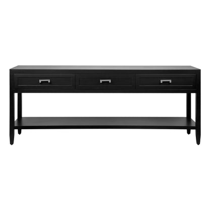 Soloman Large Three Drawer Open Console Table - Black Console Table Cafe Lighting & Living Black  