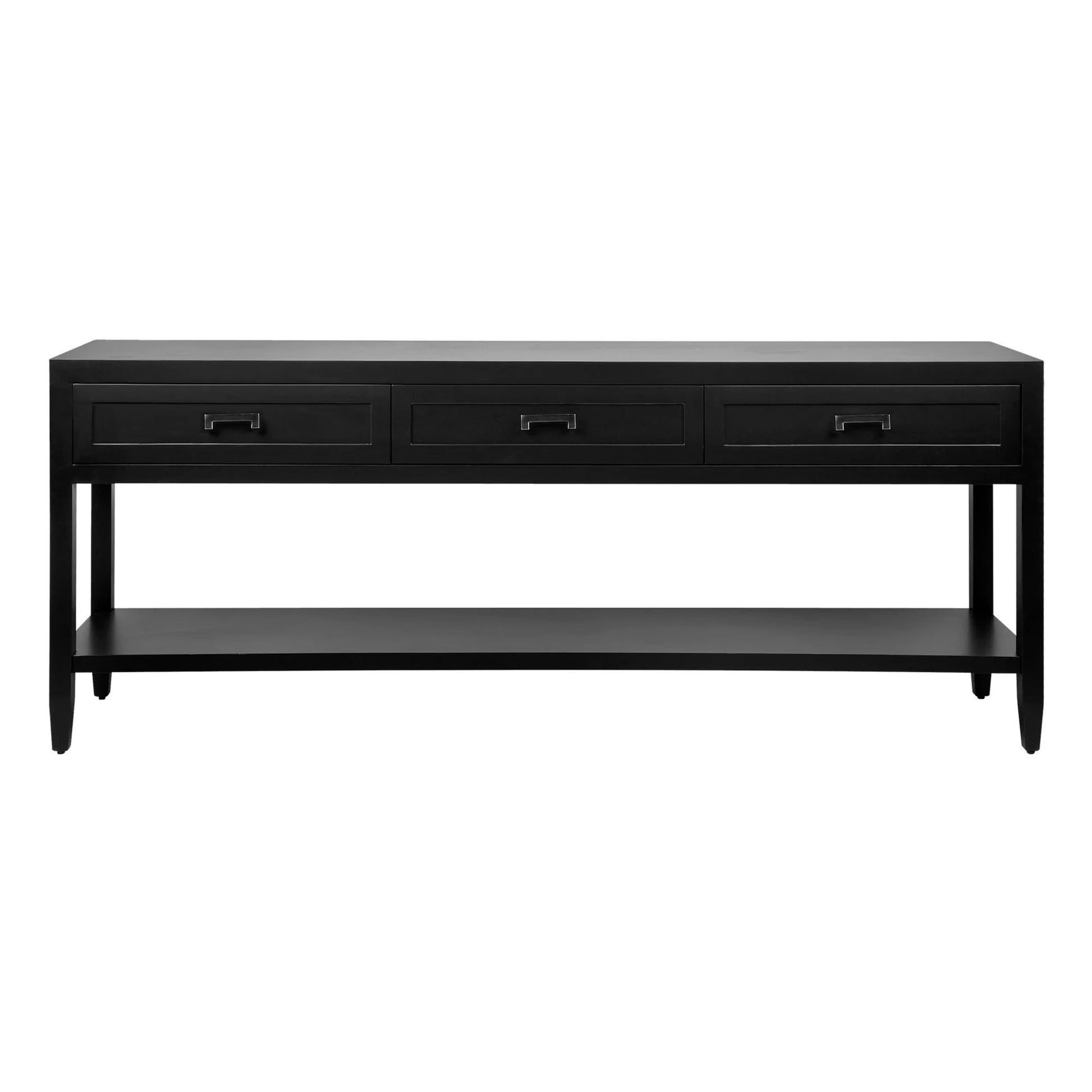 Soloman Large Three Drawer Open Console Table - Black Console Table Cafe Lighting & Living   