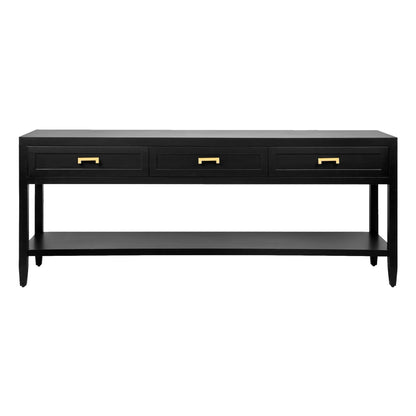 Soloman Large Three Drawer Open Console Table - Black Console Table Cafe Lighting & Living   