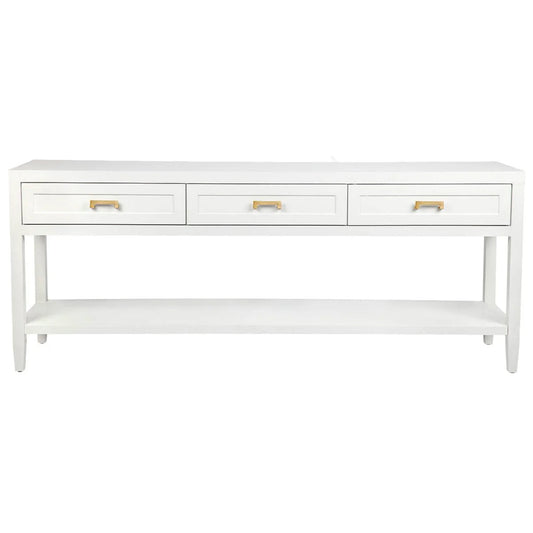 Soloman Large Three Drawer Open Console Table - White Console Table Cafe Lighting & Living White  