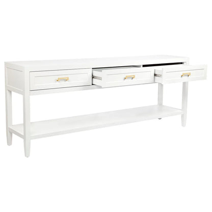 Soloman Large Three Drawer Open Console Table - White Console Table Cafe Lighting & Living   