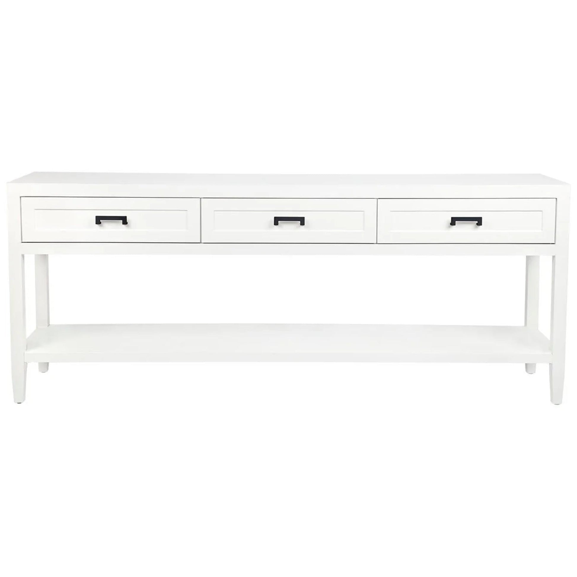 Soloman Large Three Drawer Open Console Table - White Console Table Cafe Lighting & Living   