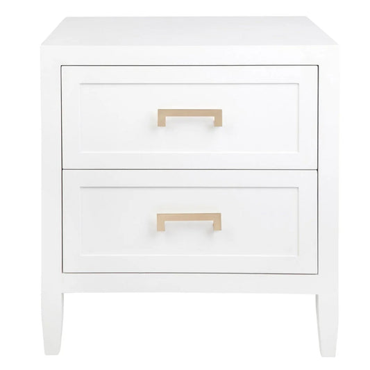 Soloman Large Two Drawer Bedside Table - White Bedside Table Cafe Lighting & Living White Large 