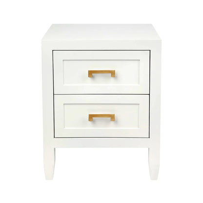 Soloman Small Two Drawer Bedside Table - White Bedside Table Cafe Lighting & Living White Small 