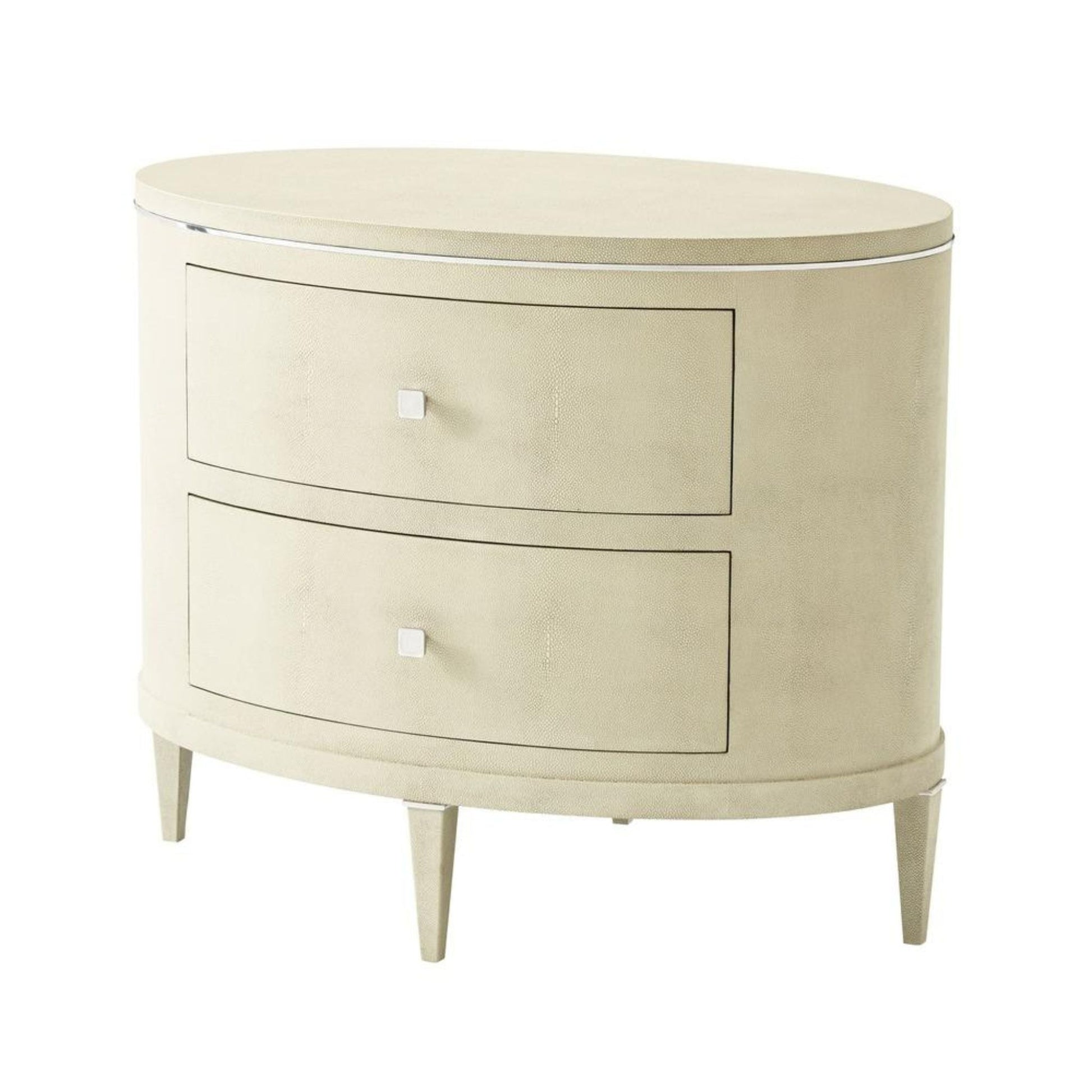 Theodore Alexander Eli Oval Nightstand Bedside Table - Overcast Shagreen Bedside Table Bloomingdales Overcast  