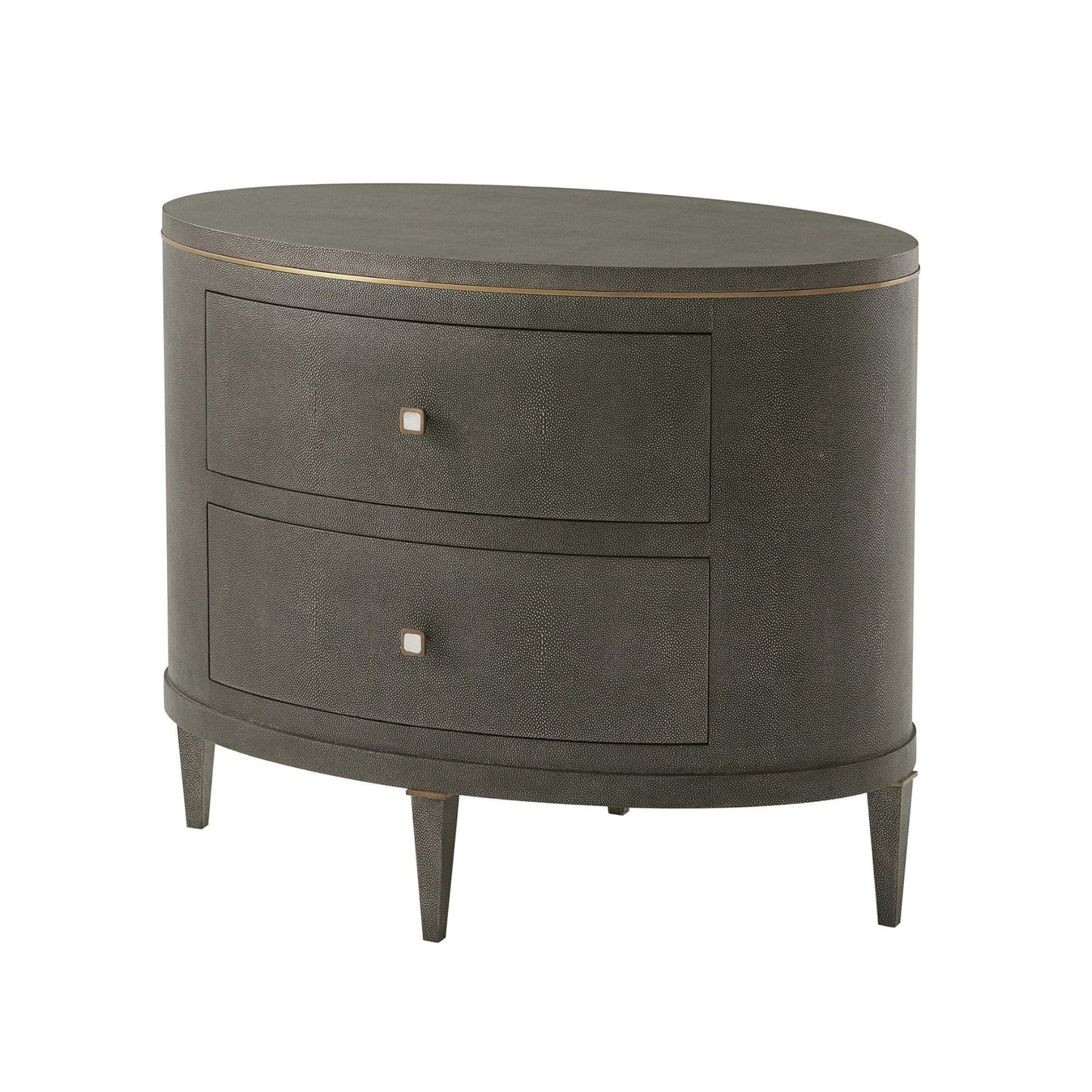 Theodore Alexander Eli Oval Nightstand Bedside Table - Overcast Shagreen Bedside Table Bloomingdales Tempest  