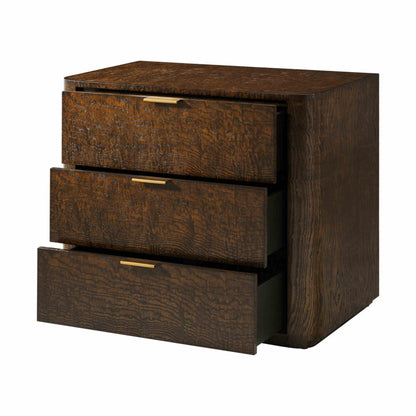 Theodore Alexander Kesden Three Drawer Nightstand - Pyramid Brown Bedside Table Bloomingdales   