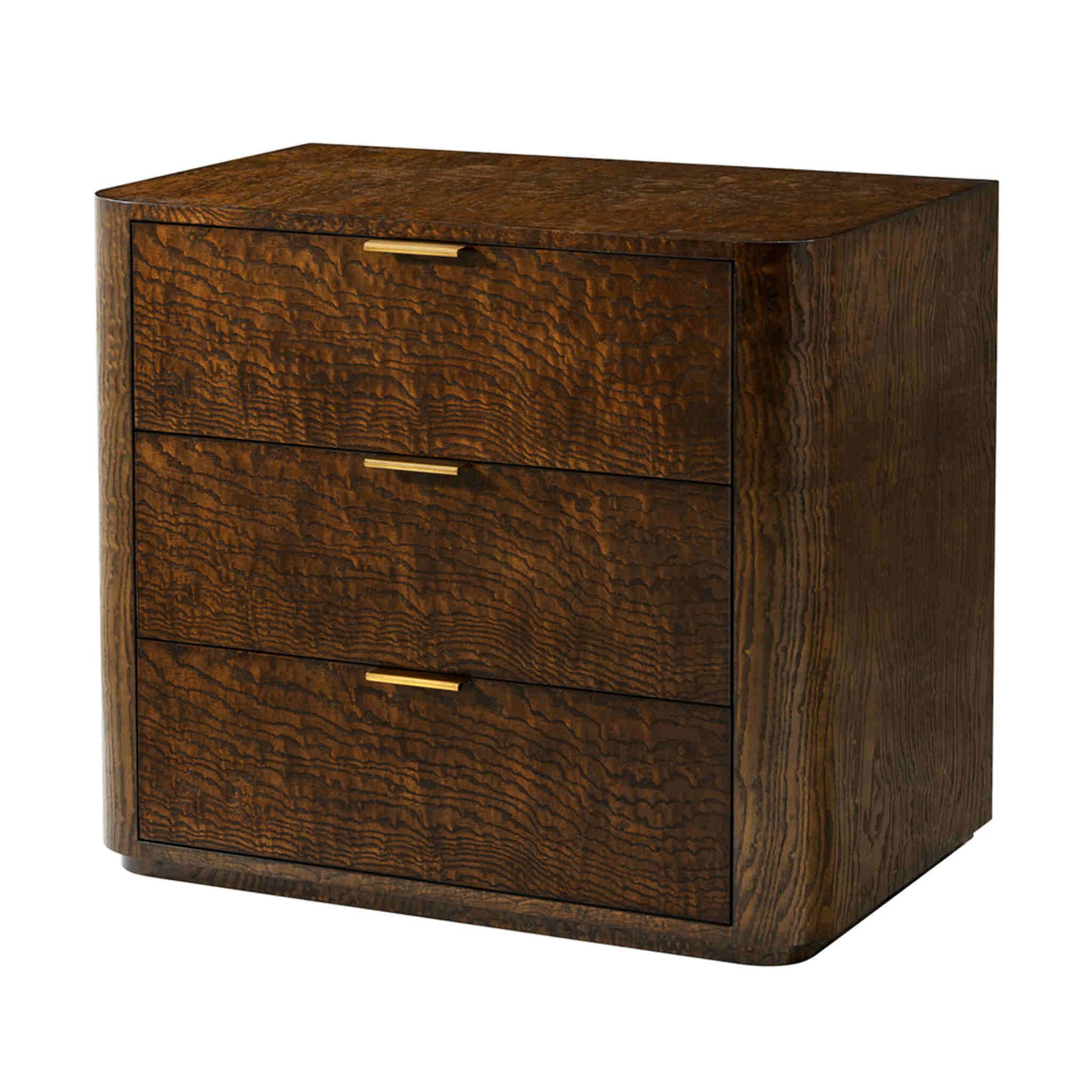 Theodore Alexander Kesden Three Drawer Nightstand - Pyramid Brown Bedside Table Bloomingdales   