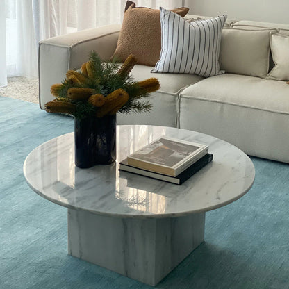 Vixen Round Carrara Marble Coffee Table - White Coffee Table M+Co Living