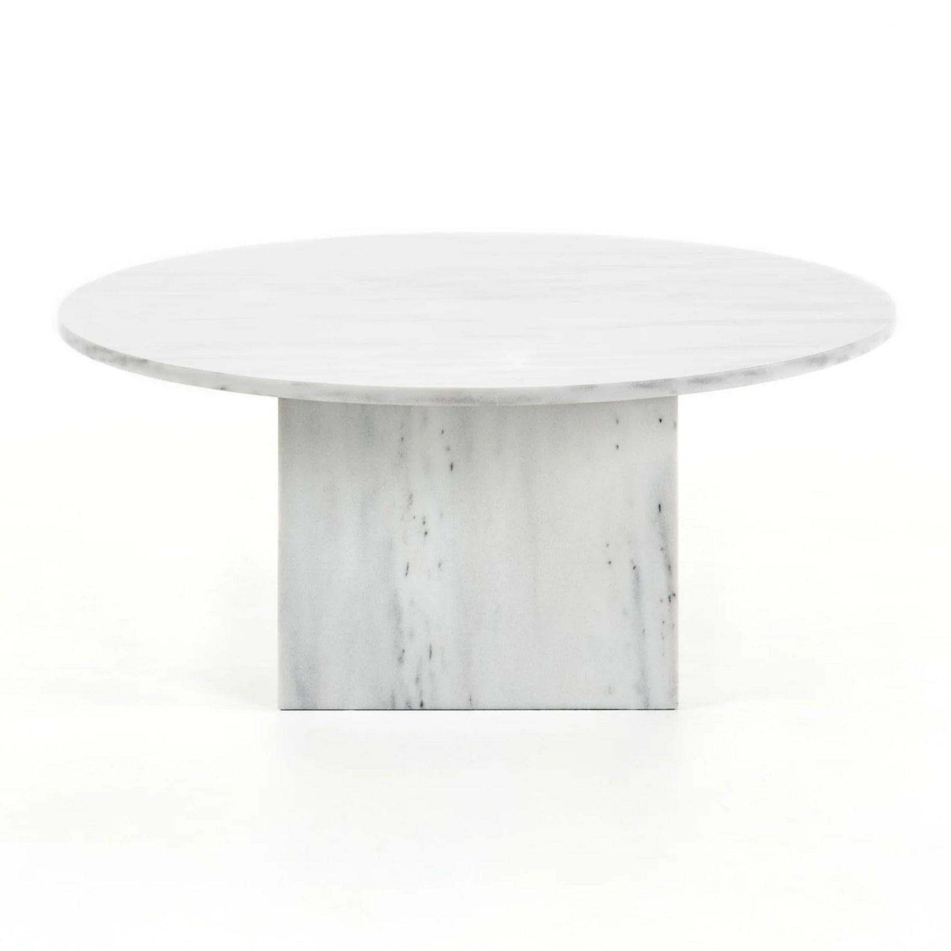 Vixen Round Carrara Marble Coffee Table - White Coffee Table M+Co Living White