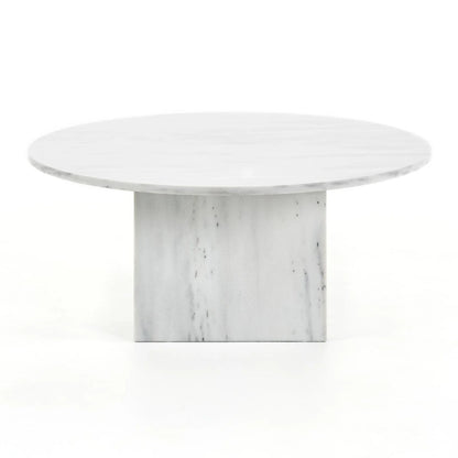 Vixen Round Carrara Marble Coffee Table - White Coffee Table M+Co Living White